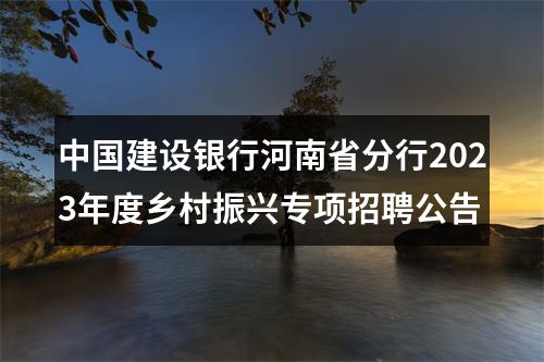 中国建设银行河南省分行2023年度乡村振兴专项招聘公告 图片