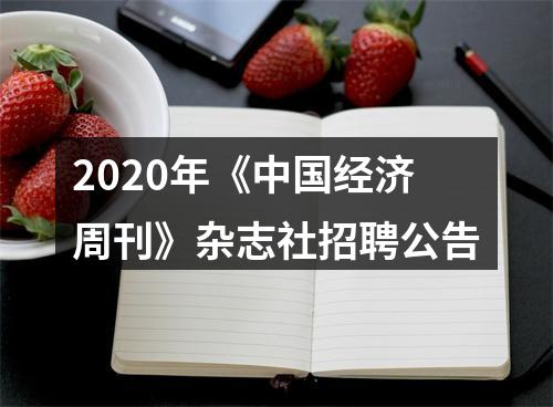 2020年《中国经济周刊》杂志社招聘公告 图片