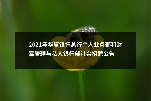 2021年华夏银行总行个人业务部和财富管理与私人银行部社会招聘公告 图片